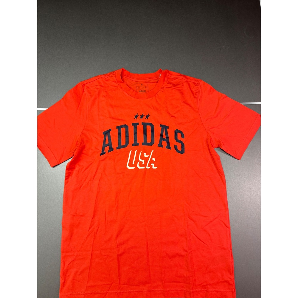 Adidas USA Graphic T-Shirt Mens Medium Red Orange Short Sleeve Crewneck Tee